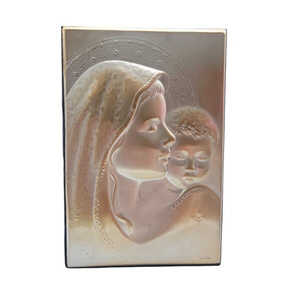 Maddona & Child 925 Photo Gold Wash R 7÷10 Maker Mark Table Top or Wall Decor - Picture 1 of 9
